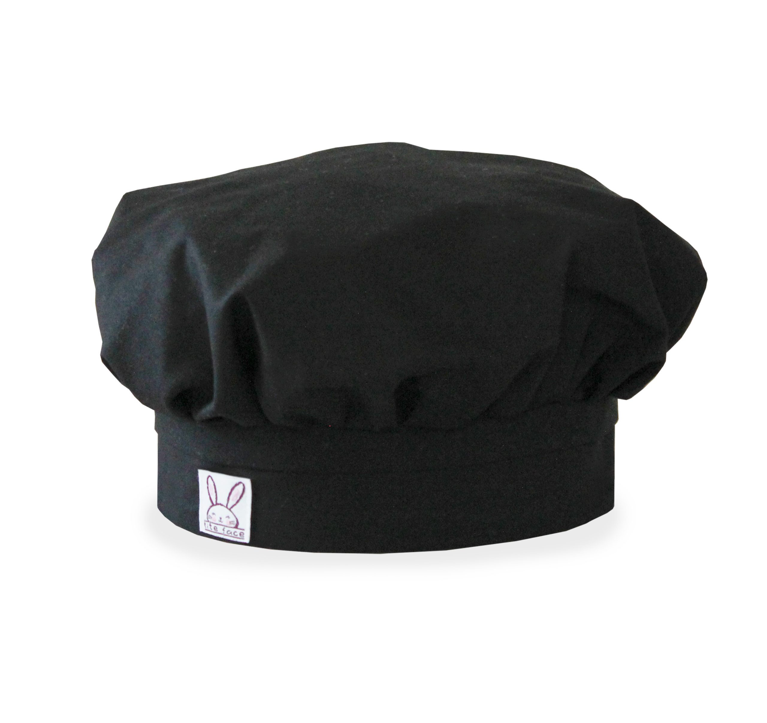 Chapeau de chef ajustable et confortable à l'aide d'un élastique. La toque est de couleur noir.